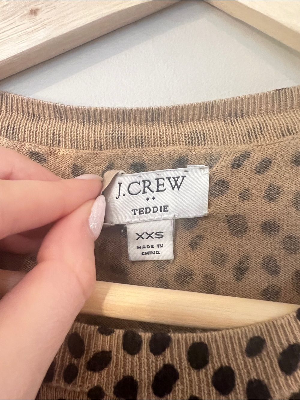 J.Crew Teddie Leopard Print Cotton Sweater XXS Tan Black Crewneck - Picture 4 of 8